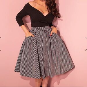 Vixen by Micheline Pitt Halloween Stripes Striped Black White Skirt Small Medium